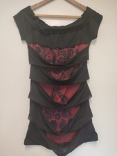 Black & Red Bodycon Mini Dress or Long T-Shirt Size S