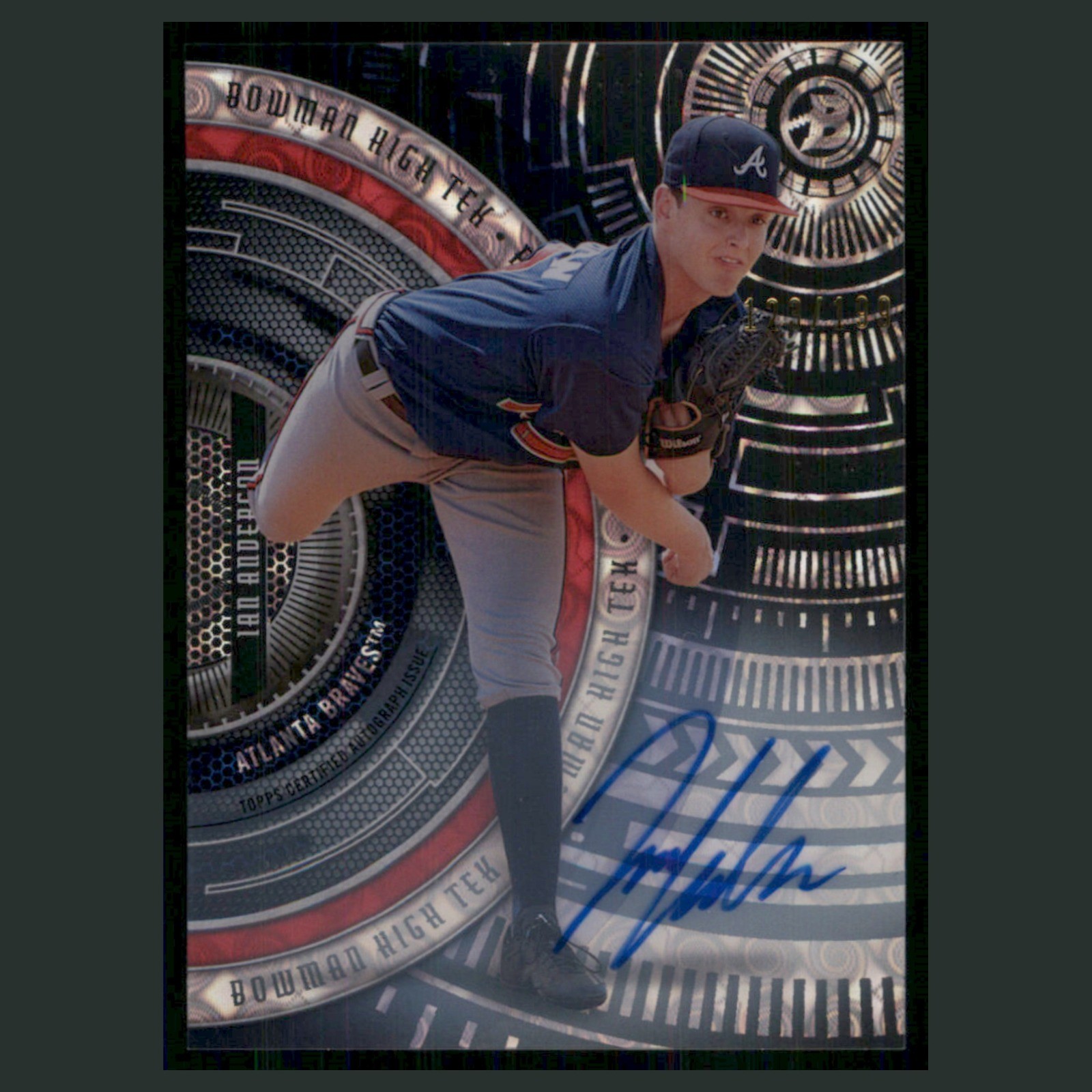 Ian Anderson Auto #BHT-IA Autograph 2017 Bowman High Tek Atlanta Braves Baseball