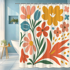 Boho Floral Shower Curtain for Vibrant Bathroom Decor