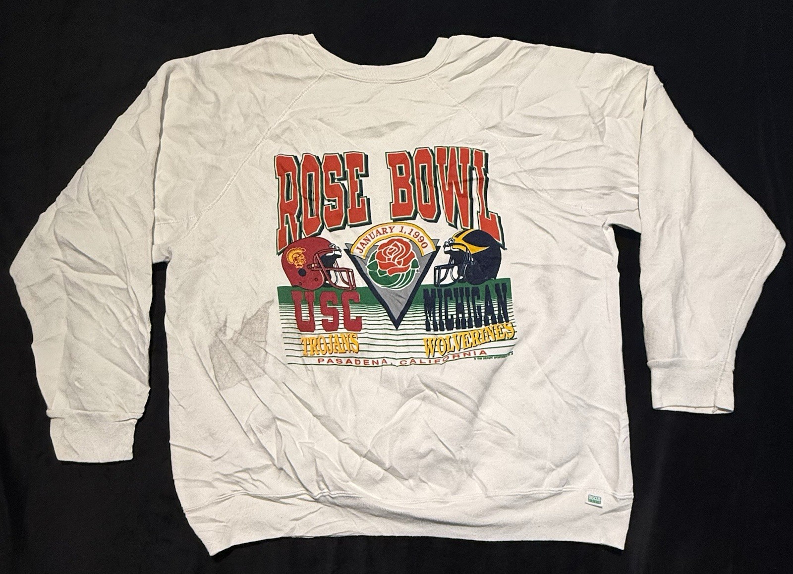 Vintage Discus Athletic ‘89 Rose Bowl Sweater USCvsMichigan Men’s XL Made In USA