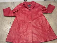 Vintage Women  s Centigrade leather jacket Red 3/4 Length Floral Lining SZ M