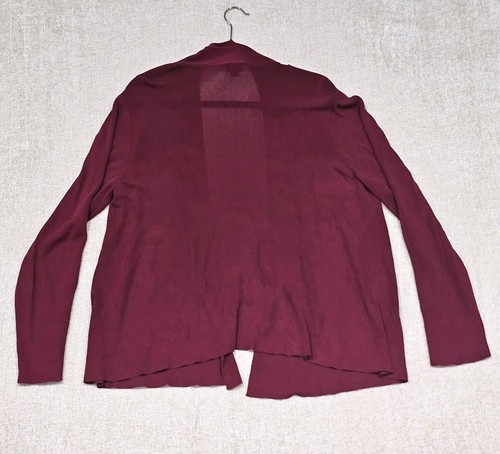 Suéter Cárdigan Abierto Eileen Fisher Borgoña Viscosa/Nylon, Talla XL Lagenlook - Imagen 2 de 7