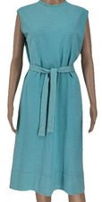 Sleeveless Midi Dress Light Blue Belted Knit Comfortable Casual Summer