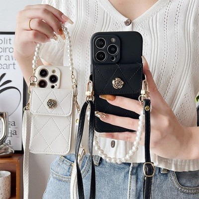 Case For Honor X5C/X6B/X6C/X7/X9/200Smart/400Lite Pearl Strap Wallet Phone Cover