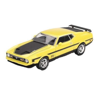 Mini GT 1:64 1971 Ford Mustang Mach 1 Grabber Yellow Diecast Model
