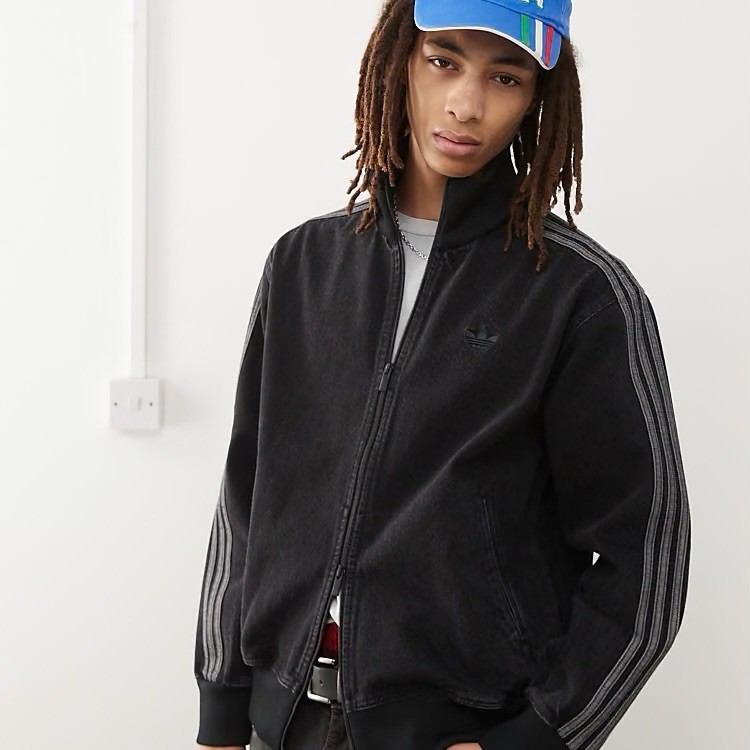 Adidas vintage retro embroidered denim jean trucker Eisenhow