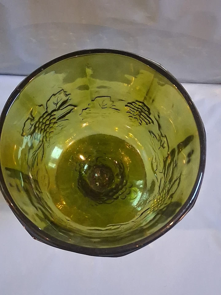 Indiana Glass Vintage Green Harvest Grape Round Footed Compote/Candy Dish  - Image 4 of 4