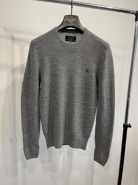 Men AllSaints Sweater Grey Wool 36 / S / 44 #1UAL