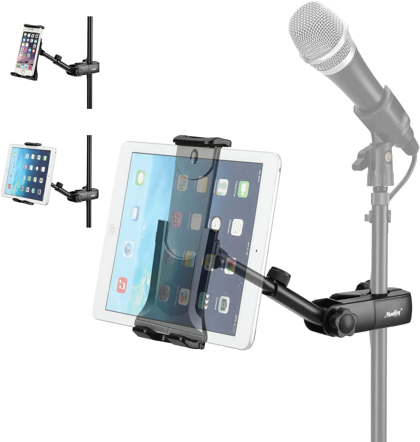 Moukey Adjustable Tablet Holder for Microphone Stands, Mic Stand Clamp Mount...