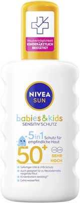 NIVEA SUN Babies & Kids Sensitiv Schutz 5In1 Sonnenspray LSF 50+, Extra Wasserfe