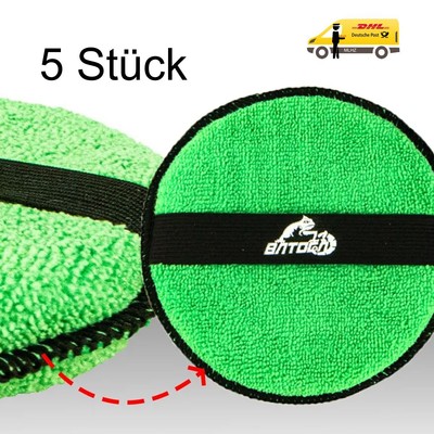 5 Stück 13cm Ø Microfaser Polier Pads hochwertig Politur Wachs Applicator Pads