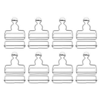 Suspender buckle, 8 sets metal buckles 40mm replacement, silver tone