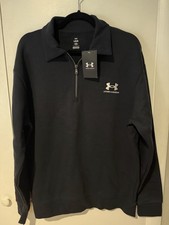 Under Armour Men s Icon Fleece Collared 1/4 Zip Sweatshirt Size Large Black