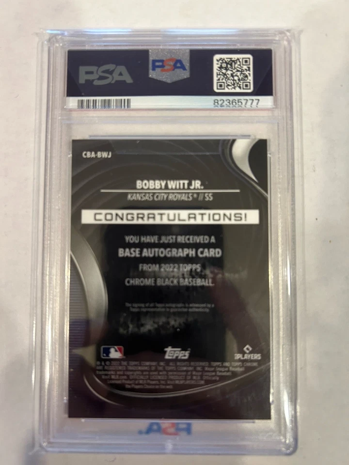2022 Topps Chrome Black - Auto Bobby Witt Jr. #BWJ Gold Refractor /50 PSA 10/10 - Image 2 of 2