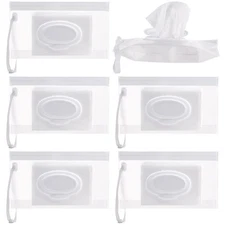 Susimond 6pcs Portable Reusable Wet Wipe Pouch Dispenser Holder Travel