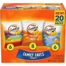 Goldfish Cracker Variety Pack 20 Count Cheddar Colors Baby Crackers Snacks...