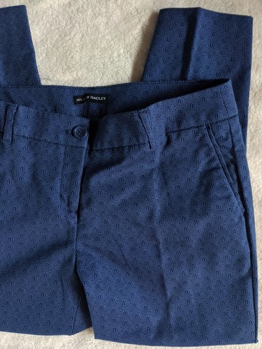 Hilary Radley Capri Crop Dress Pants Womens Size 10 Blue Geometric Print Stretch - Picture 4 of 12