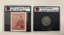 WWII Germany 1 RP Zinc Coin 1940-45 & MNH Stamp 1.20+80 Bohemia Moravia 1939-45