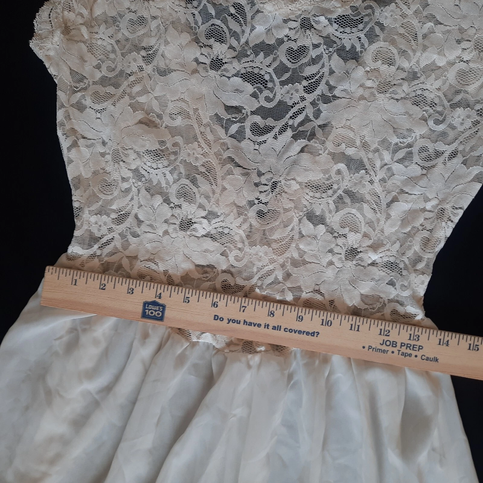 UNDERCOVER VINTAGE Victoria Secret abito slip pizzo top V retro lunghezza intera taglia L bianco avorio