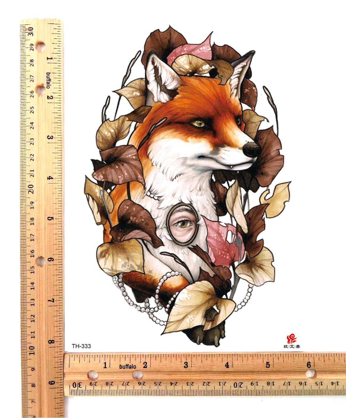 temporary body tattoo animal fox 8.25" temporary arm tattoo | eBay
