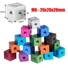 M6 Cube Connector Aluminum Fixing Bracket 20x20x20mm Square Nuts Spacer Standoff