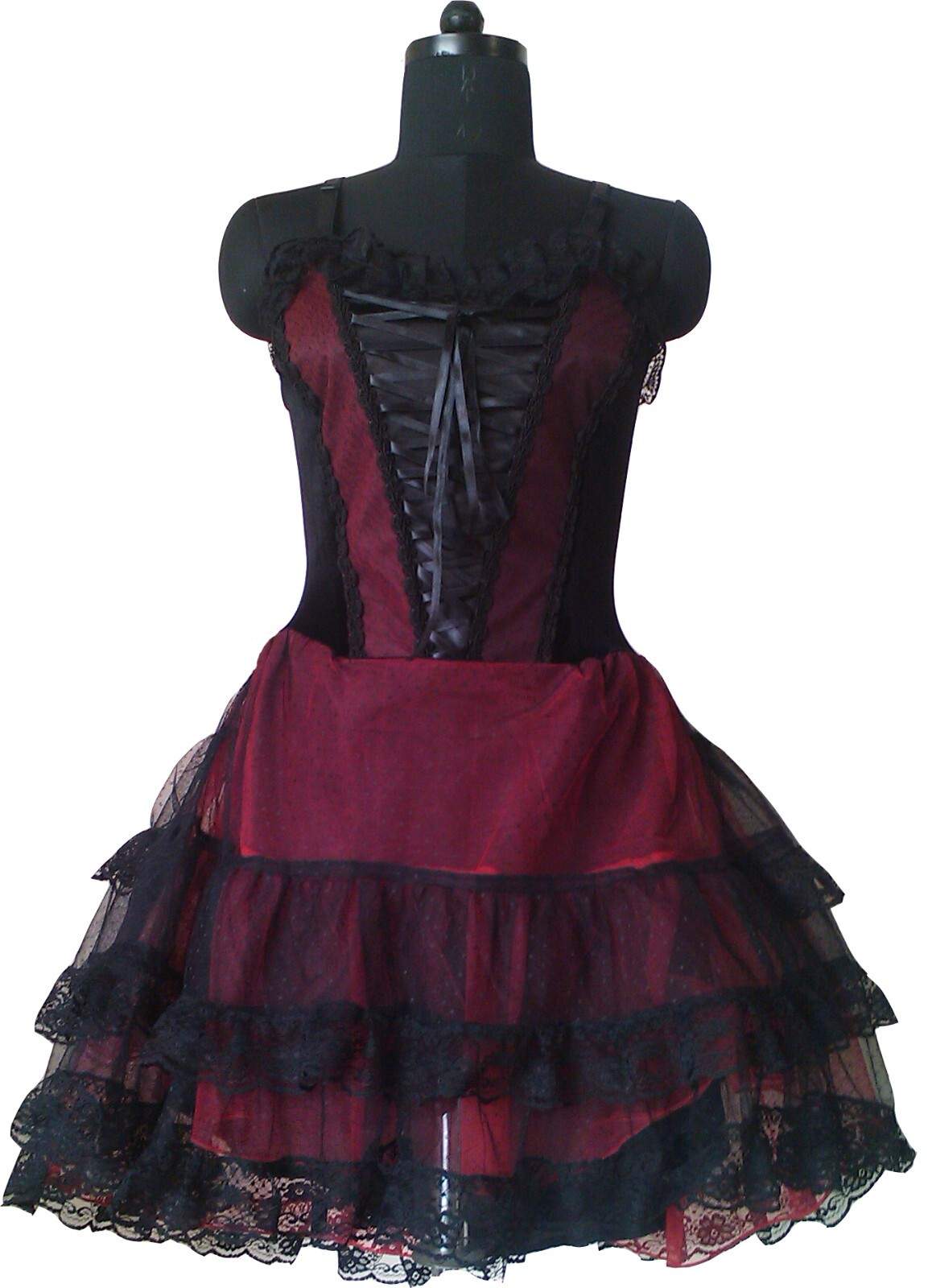 Gothic Red Victorian Corset Mini Dress for Cocktail Party Evening Prom-image