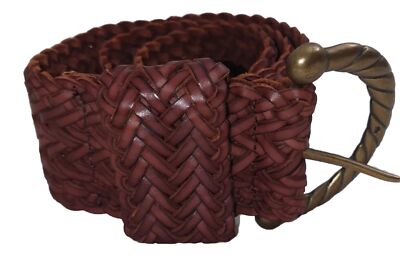 Club Monaco Rachel Wide Braided Woven Leather Brass Buckle  display picture 1