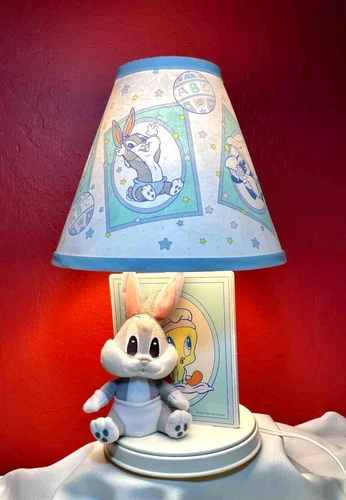 1998 Baby Bugs Bunny Tweety Bird Lamp w Orig. Shade 16 in. Dolly, Inc. Works!