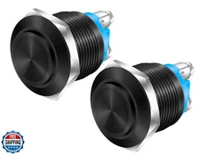 DaierTek 12V Momentary Horn Push Button Switch Black Metal Waterproof 19mm Ro