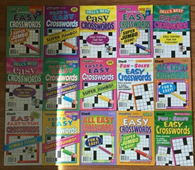 Lot of 10 Dell Penny Press All EASY Crossword Puzzle Books Express Lovers Good