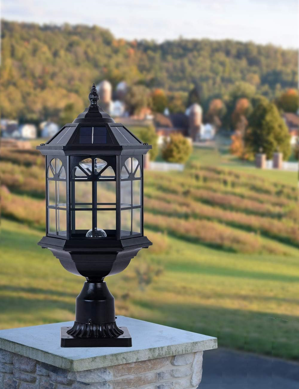 GYDZ Solar Post Light Fixture Outdoor Solar Pier Light, Solar Lamp Post