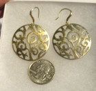Vintage Scroll Work Gold Plated Round Hook Earrings — photo 2