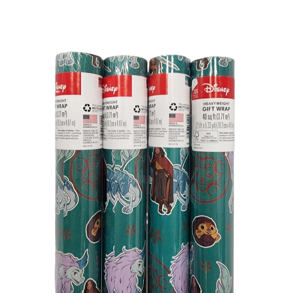 Disney Wrapping Paper Heavyweight Gift Wrap Raya and the Last Dragon 4 Rolls Foto 3 de 3