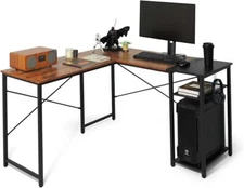 CAPHAUS Computer Desk, 51 Inch L-Shaped Home Office Desk, 2-Tier Storage Shelves