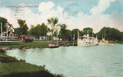 VINTAGE NEENAH WI POSTCARD RIVERSIDE PARK POSTCARD 1910 72622 R
