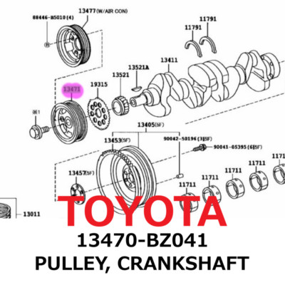 【NEW】Toyota Genuine Lite Ace Town Ace PULLEY, CRANKSHAFT 13470-BZ041