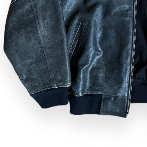 Marlboro Back Logo Cowhide Varsity Jacket in Black, Size:F Marlboro Back Logo Cowhide Varsity Jacket in Black, Size:F