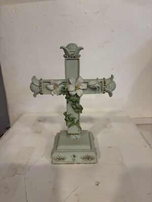 Vntg Cross Free Standing Wrapped In Orchards RARE Piece Resin Easter Style NICE