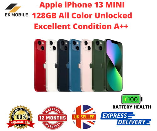 Apple iPhone 13 Mini 5G 128GB ALL COLOURS Unlocked EXCELLENT CONDITION A+ 100%BH