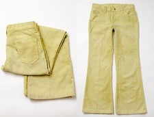 1970s Levis Sta Prest Green Distressed Flared Jeans 31 x 30
