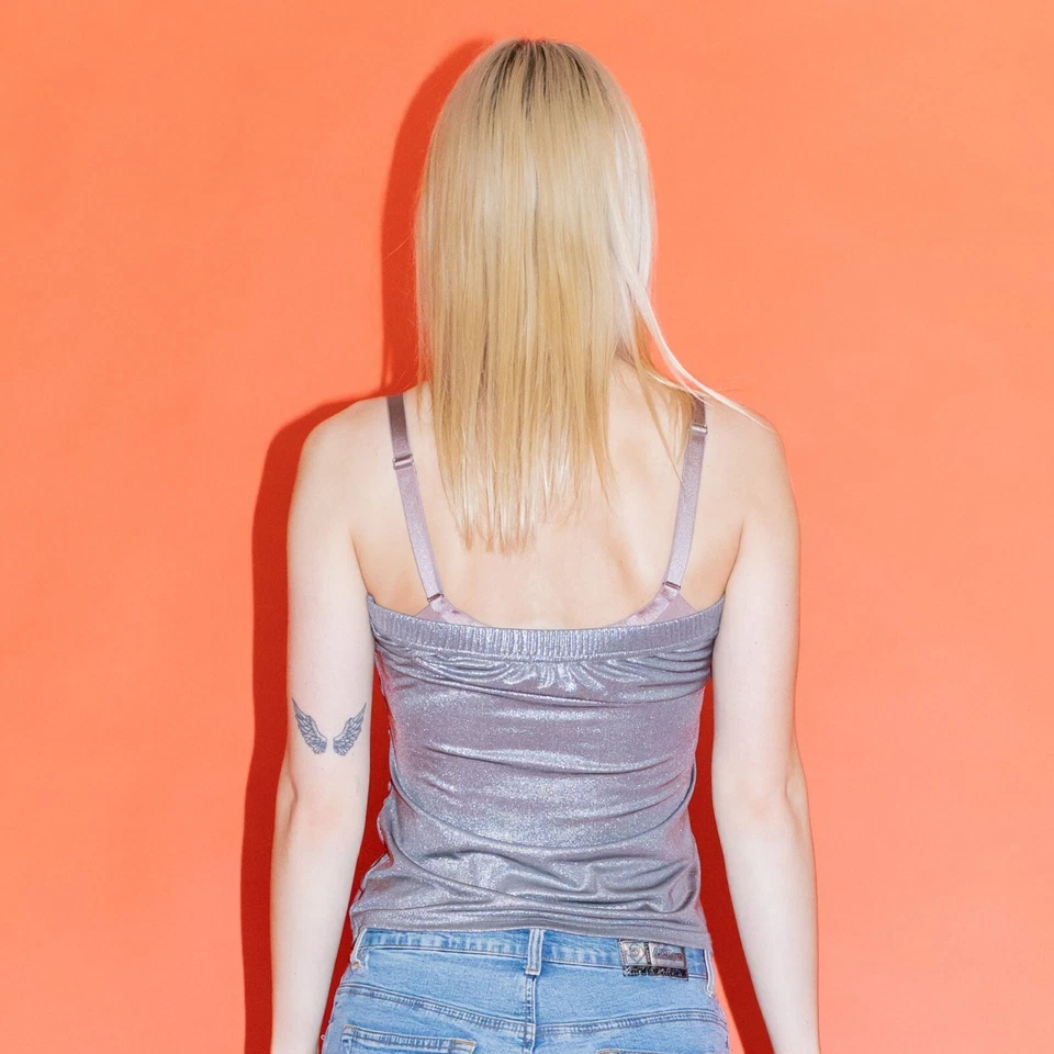 Винтажный знаковый Y2K темная сирена рюш трубка верх в серебре - Изображение 3 из 4