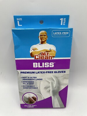 1 Pair of Mr. Clean Bliss Premium Latex Free Gloves - Size L Pillow Soft Lining