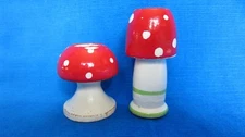 Scandinavian Wooden Mushrooms Toadstool Rustic Distressed Swedish Farmhouse