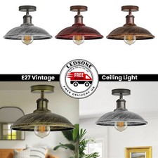 Image of Ceiling Light Retro Rustic Metal Lampshade E27 LED Flush Lamp
