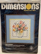 Dimensions 1984 Counted Cross Stitch Kit Tulip Bouquet NIP 10" x 10" USA