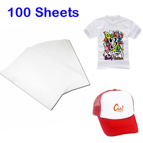 100 feuilles T-shirt A4 papier transfert de chaleur pour transfert de vêtements en coton artisanat - Photo 1 sur 6