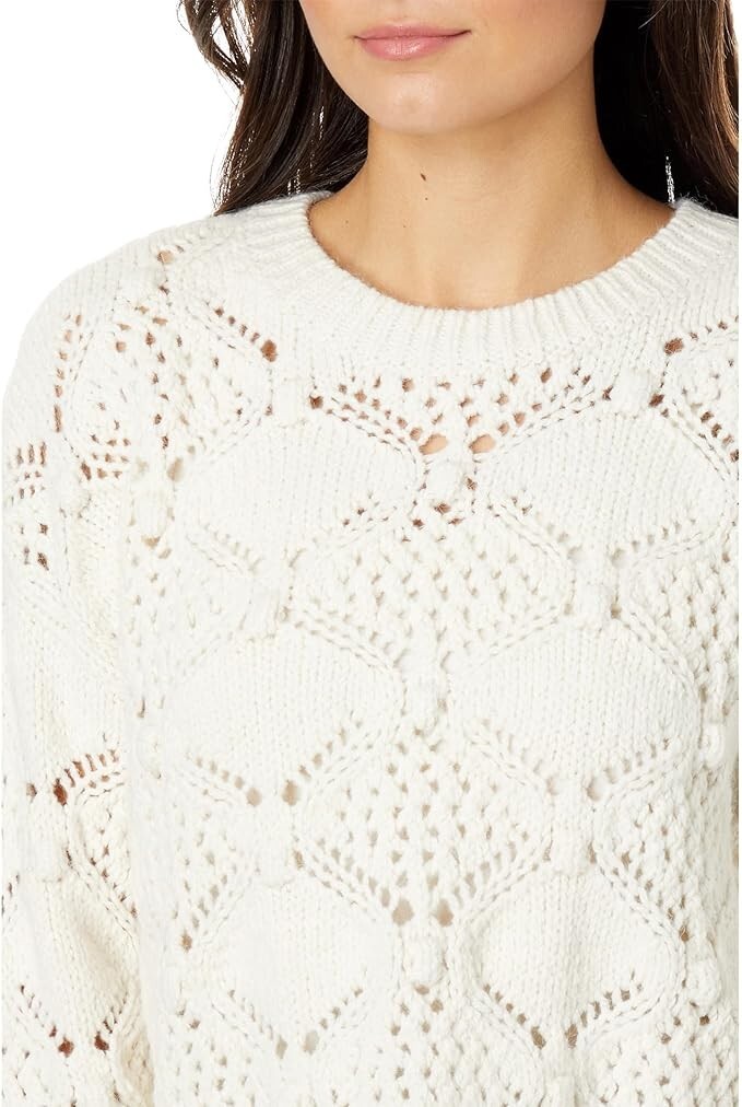 (取寄) ラッキーブランド レディース オープン ステッチ プルオーバー セーター Lucky Brand women Open Stitch Pullover Sweater Whisper White Lucky Brand Women's Open Stitch Pullover Sweater Whisper