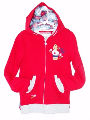 Paw in Paw Kids Girls Medium Red Hoodie Jacket Embroider Bear Holland Story 