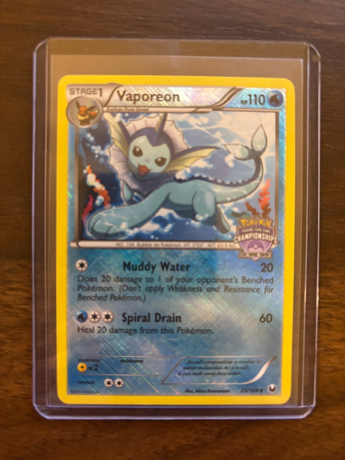 Pokemon TCG - Vaporeon (championship) 25/108 Dark Explorers Reverse Holo - NM