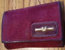 Vintage Baronet Leather  Suede Burgundy Key Holder For Six Keys Snap Close
